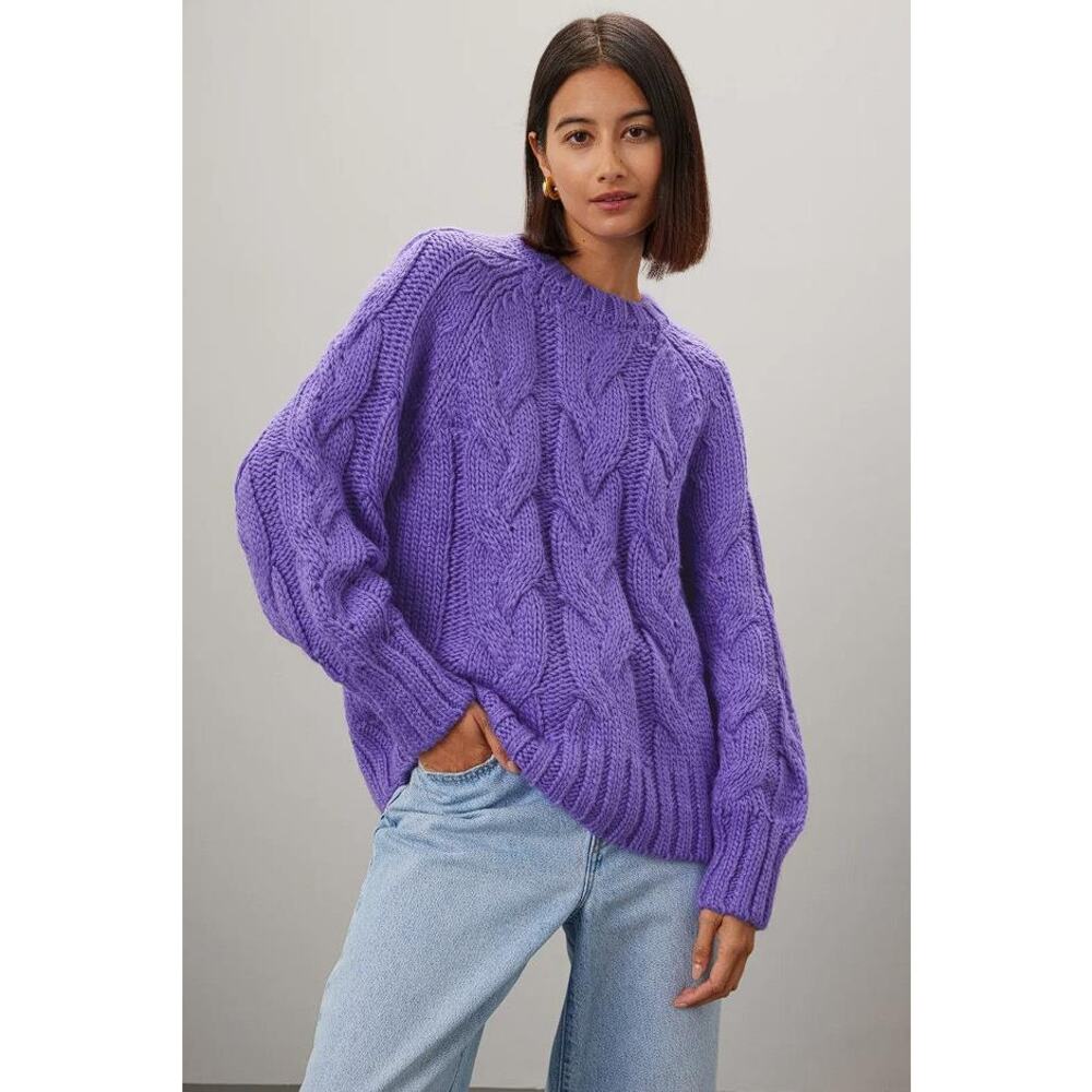 LOVE, WHIT BY WHITNEY PORT Women's Purple Chunky Sweater Size L